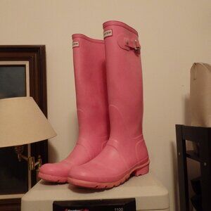 Original Tall PINK Hunter rubber rain boots wellies size 9 Good condition